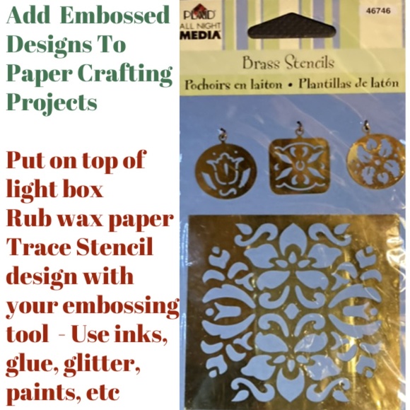 Floral Design Brass 3" x 3" Stencil for Paper Crafting - Plaid Media #46746 - Picture 2 of 4